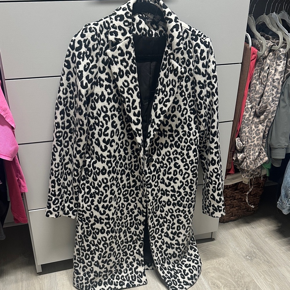 Rachel Zoe Black and White Leopard Teddy Jacket